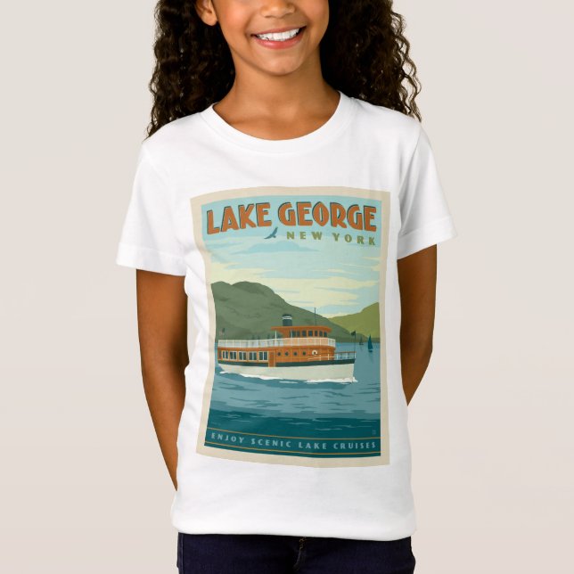 Camiseta Lago George, Nueva York | Barco de época (Anverso)