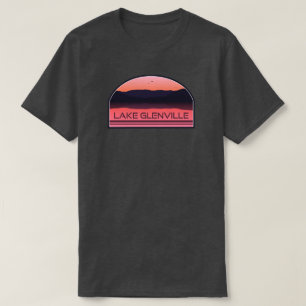 Camiseta Lago Glenville North Carolina Red Sunrise