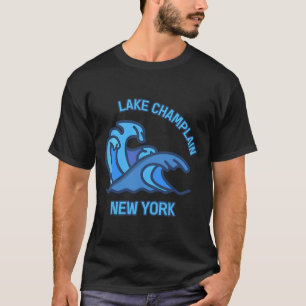 Camiseta Lago gráfico Champlain New York Pocket Wave Souven
