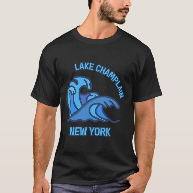 Camiseta Lago gráfico Champlain New York Pocket Wave Souven (Anverso)