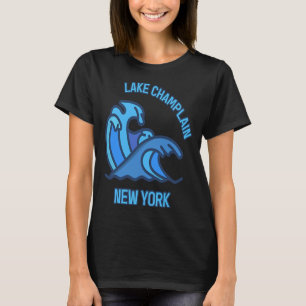 Camiseta Lago gráfico Champlain New York Pocket Wave Souven