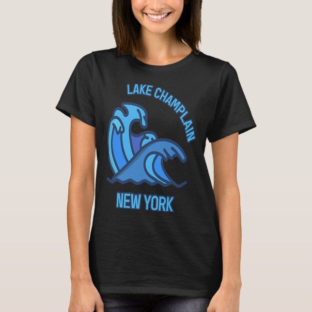 Camiseta Lago gráfico Champlain New York Pocket Wave Souven (Anverso)