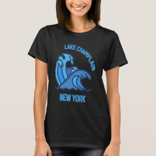 Camiseta Lago gráfico Champlain New York Pocket Wave Souven
