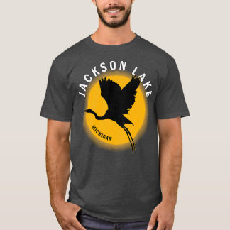 Camiseta Lago Jackson en Michigan Heron Sunrise