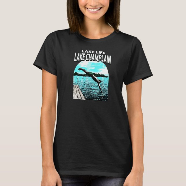 Camiseta Lago Life Lago Champlain Nadando Nueva York (Anverso)
