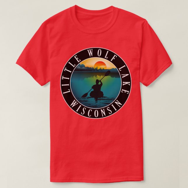 Camiseta Lago Little Wolf Wisconsin Kayaking (Diseño del anverso)