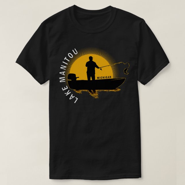 Camiseta Lago Manitou Pesca Michigan Sunrise (Diseño del anverso)