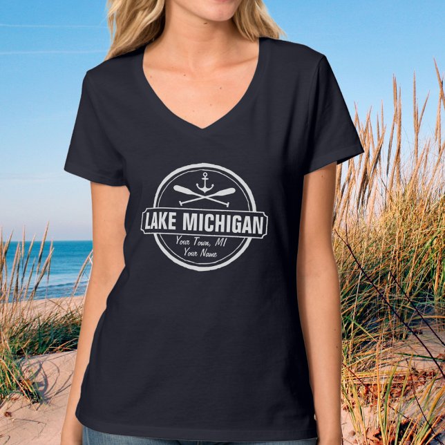 Camiseta Lago Michigan, ciudad personalizado, nombre, ancla (Subido por el creador)