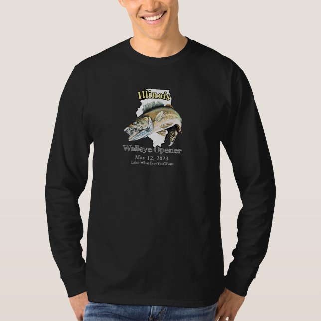Camiseta Lago personalizado y Fecha Illinois Walleye Opener (Anverso)