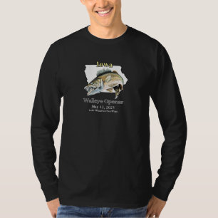 Camiseta Lago personalizado y Fecha Iowa Walleye Abridor Os