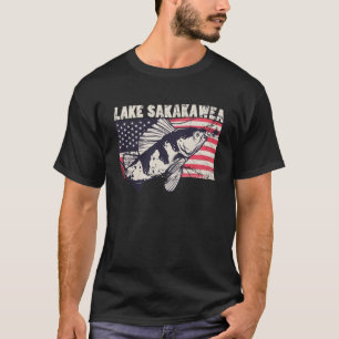 Camiseta Lago Sakakawea Bandera Americana Patriótica pescan