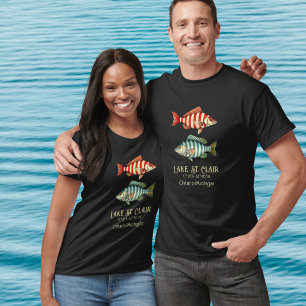 Camiseta Lago San Claro Ontario Míchigan náutico pesca
