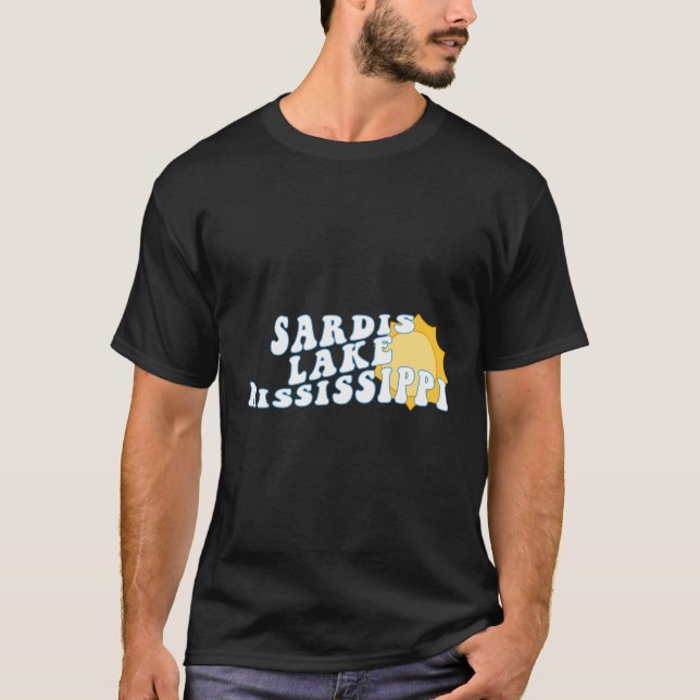 Camiseta Lago Sardis Mississippi Sra Retro Wavy Souvenir Va (Anverso)