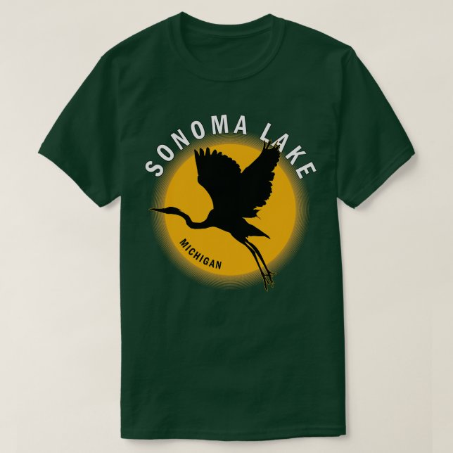 Camiseta Lago Sonoma en Michigan Heron Sunrise (Diseño del anverso)