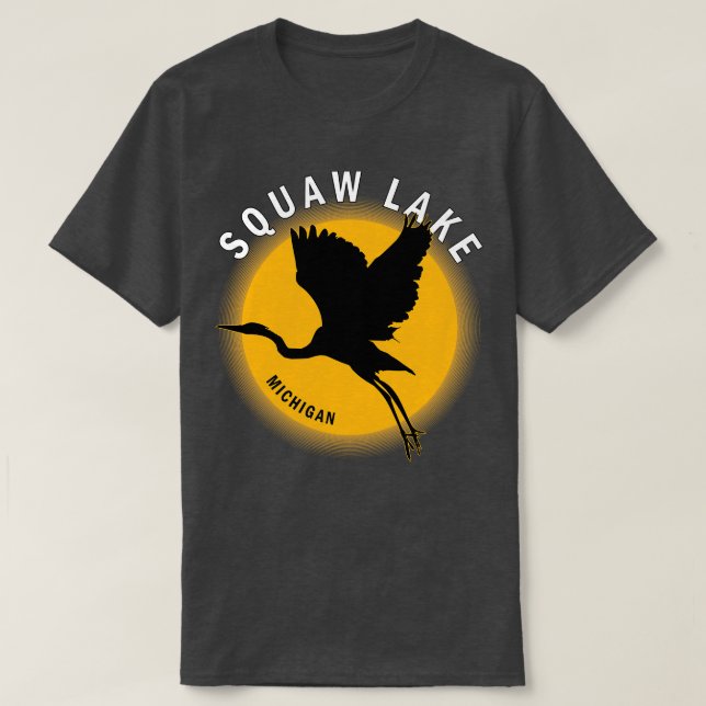 Camiseta Lago Squaw en Michigan Heron Sunrise (Diseño del anverso)