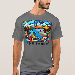 Camiseta Lago Tahoe Cubism Art Único Lago Geométrico Tahoe