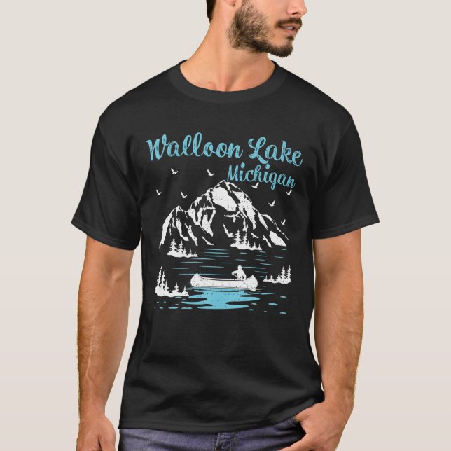 Camiseta Lago Valón de Verano Retro Michigan (Anverso)