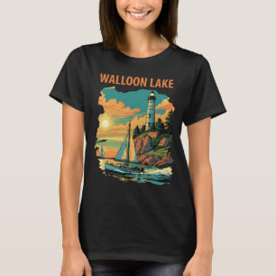 Camiseta Lago Walloon Michigan Luz Retro Viaje