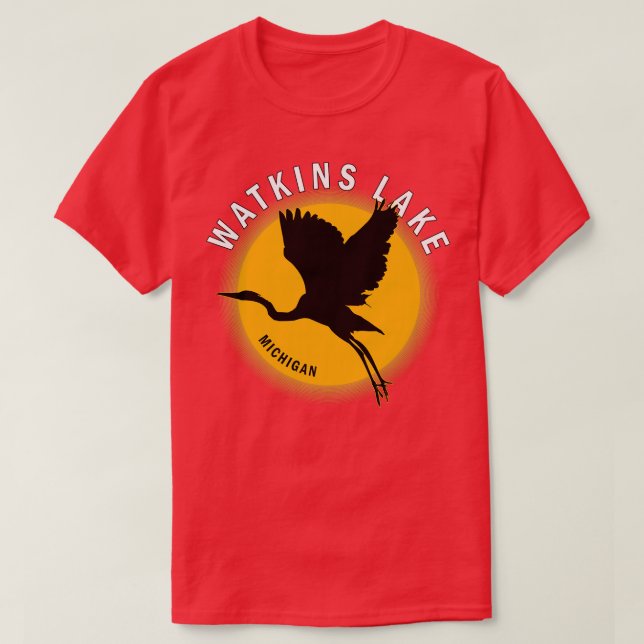 Camiseta Lago Watkins en Michigan Heron Sunrise (Diseño del anverso)