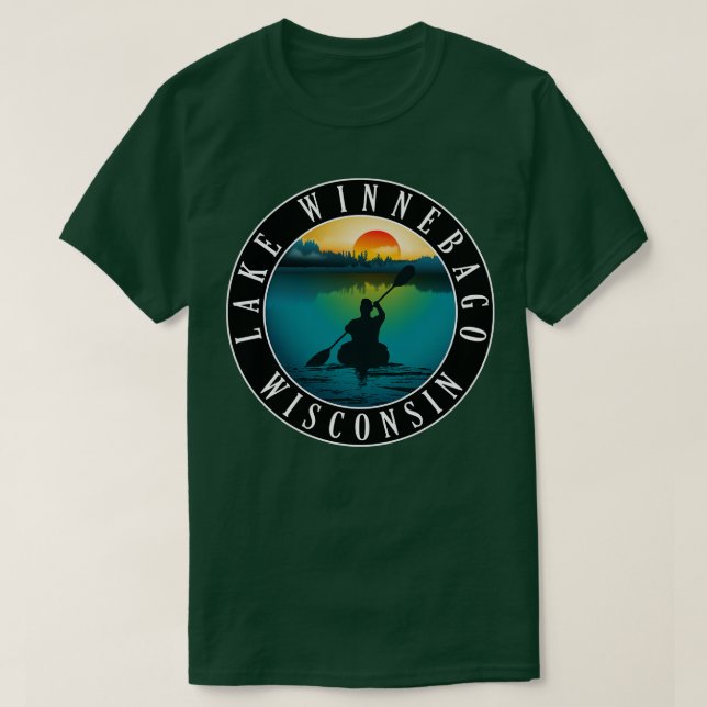 Camiseta Lago Winnebago Wisconsin Kayaking (Diseño del anverso)