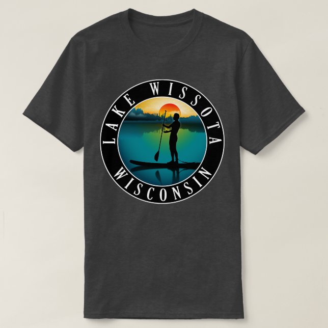 Camiseta Lago Wissota Wisconsin Paddleboarding (Diseño del anverso)