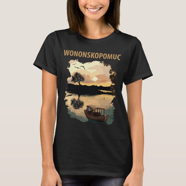 Camiseta Lago Wononscopomuc CT Retro Viaje (Anverso)