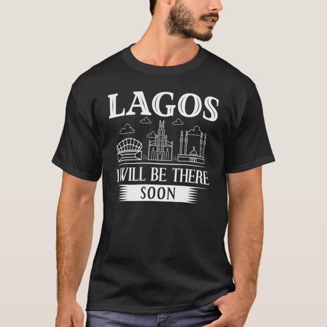 Camiseta Lagos Nigeria City Skyline Map Travel 1 (Anverso)