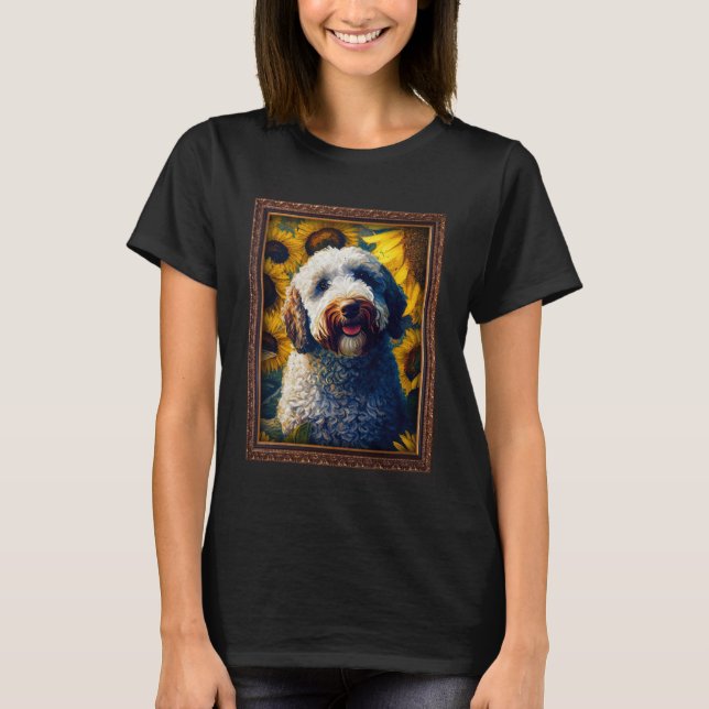 Camiseta Lagotto Romagnolo Pintando Flor De Girasol Mamá Wo (Anverso)