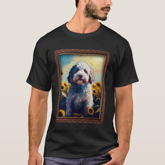 Camiseta Lagotto Romagnolo Pintando Flor De Girasol Mamá Wo (Anverso)