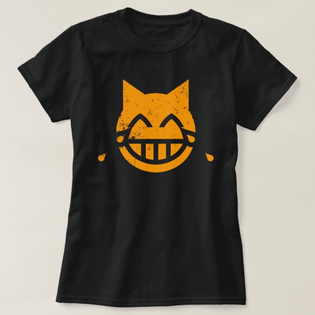Camiseta Lágrimas de alegría de la Emoji del gato (Diseño del anverso)