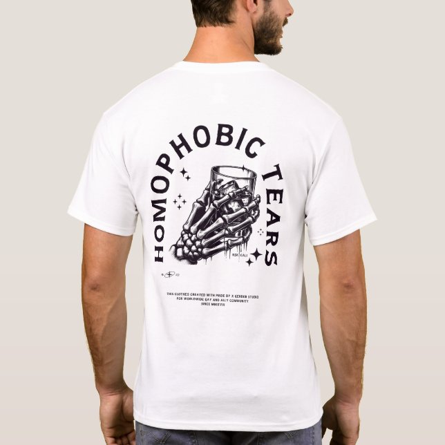 Camiseta Lágrimas homofóbicas Inglés antiguo, LGBTQ y aliad (Reverso)