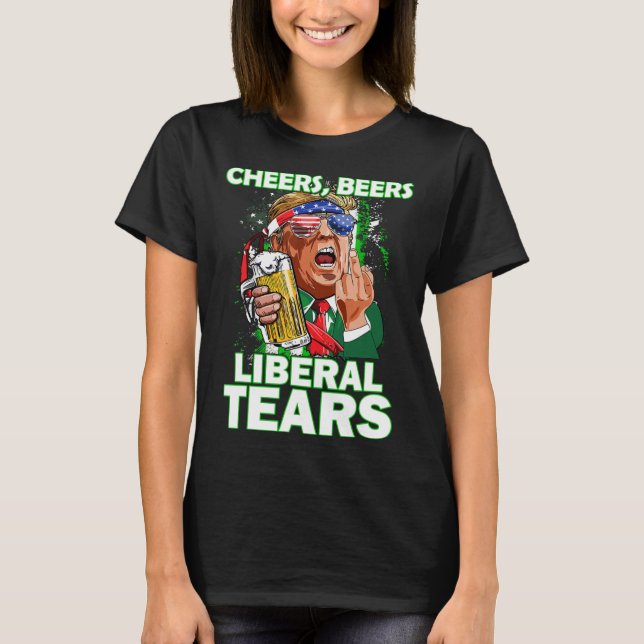 Camiseta Lágrimas liberales de cerveza Trump aguantando cer (Anverso)