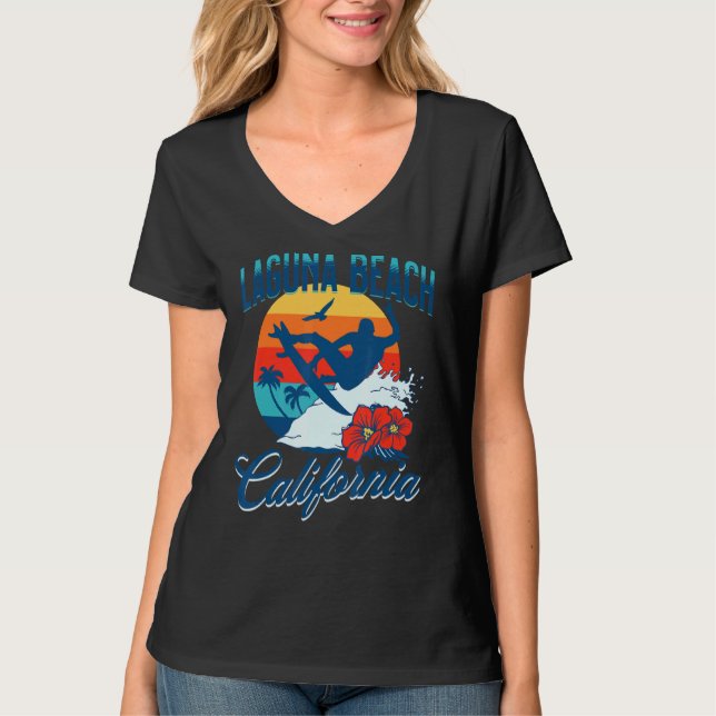 Camiseta Laguna Beach California Surf Summer Vacation Vinta (Anverso)
