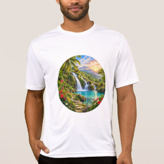 Camiseta Laguna de Cascada Tropical Montaña Amanecer