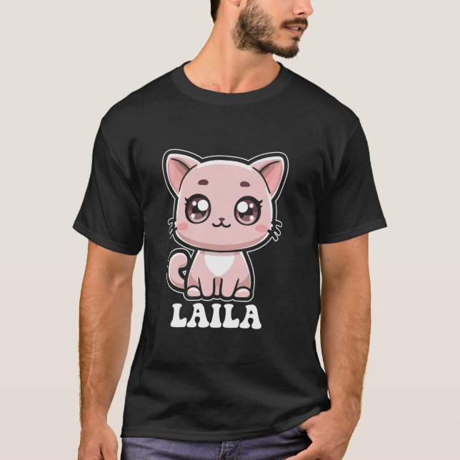 Camiseta Laila Cute Cat Kitten Diseño para Chicas Laila (Anverso)