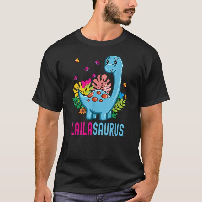Camiseta LAILASAURUS Personalized Name LAILA Dino Dinosaur  (Anverso)