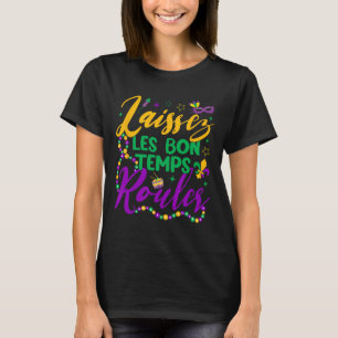 Camiseta Laissez Les Bon Temps Rouler Mardi Gras Beads Fleu