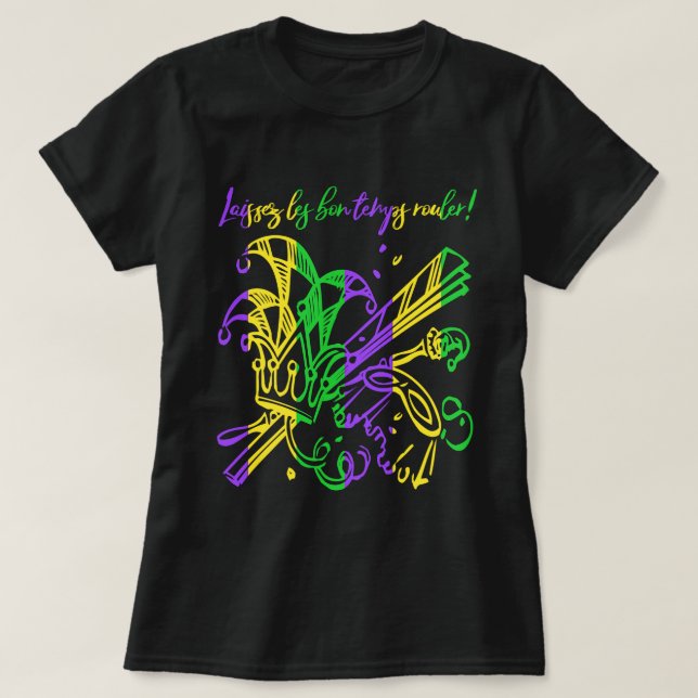 Camiseta Laissez les bon temps tipografía mardi Gras (Diseño del anverso)