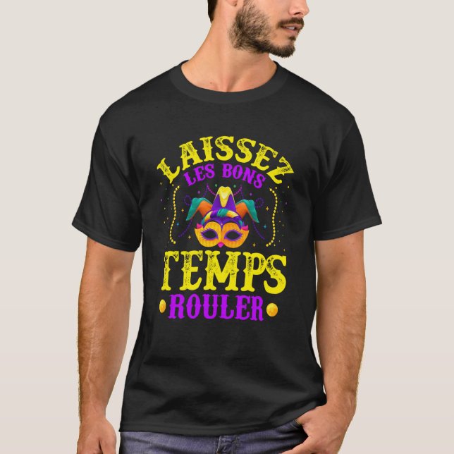 Camiseta Laissez Les Bons Temps Rouler Mardi Gras Mask Nola (Anverso)