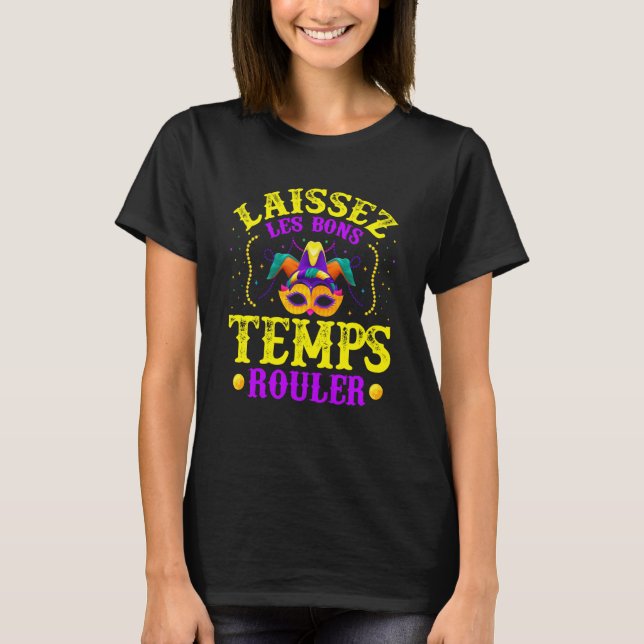 Camiseta Laissez Les Bons Temps Rouler Mardi Gras Mask Nola (Anverso)