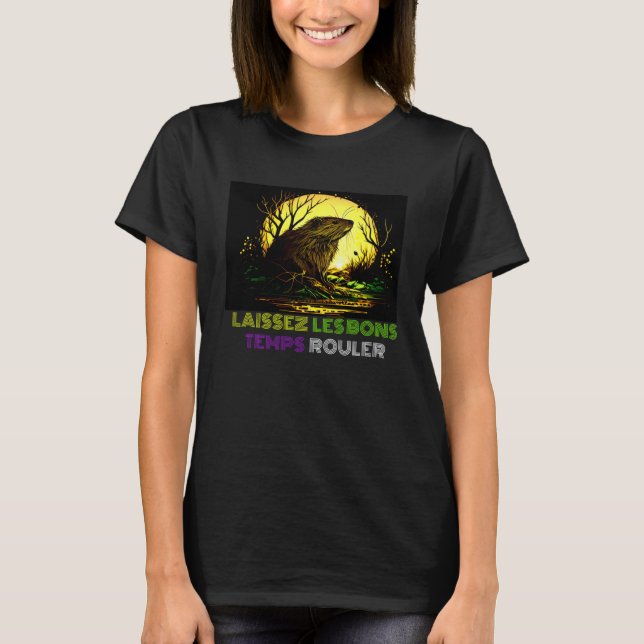 Camiseta Laissez Les Bons Temps Rouler Mardi Gras Nutria Ne (Anverso)