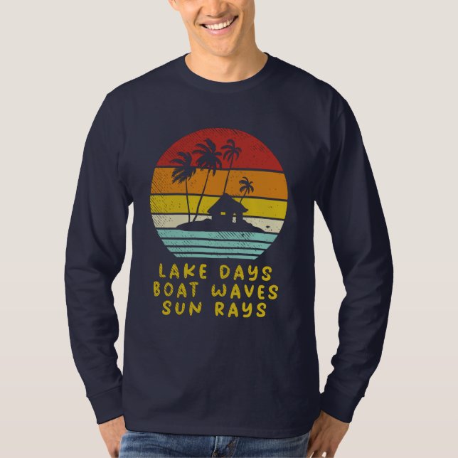 Camiseta Lake Days Olas de barco Sun Rays Nautical (Anverso)