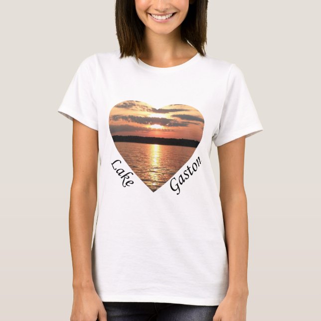 Camiseta Lake Gaston Sunset Heart with Lake Gaston Textos (Anverso)