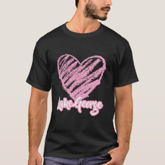 Camiseta Lake George New York Vacation Love Pink Heart