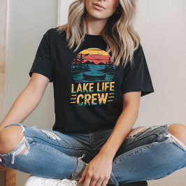 Camiseta Lake Life Crew Retro Sunset - Summer Lake Vibe