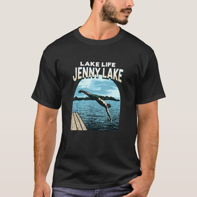 Camiseta Lake Life Jenny Lake Swimming Wyoming Swimmer (Anverso)