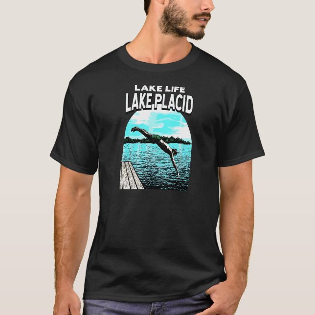 Camiseta Lake Life Lake Placid Natación Nueva York Swimmer  (Anverso)