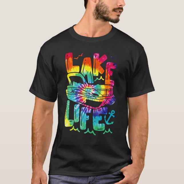 Camiseta Lake Life Tie Dye Pontoon Summer Vacation Boat Pon (Anverso)