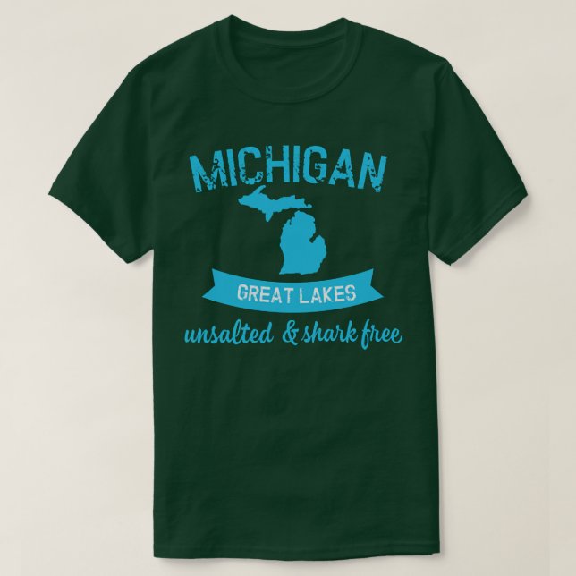 Camiseta Lake Michigan Unsalted Shark Erie Huron Ontario Su (Diseño del anverso)