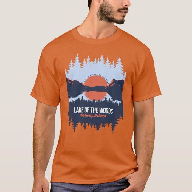 Camiseta Lake Ofhe Woods Norway Island Lake With Mountain A (Anverso)